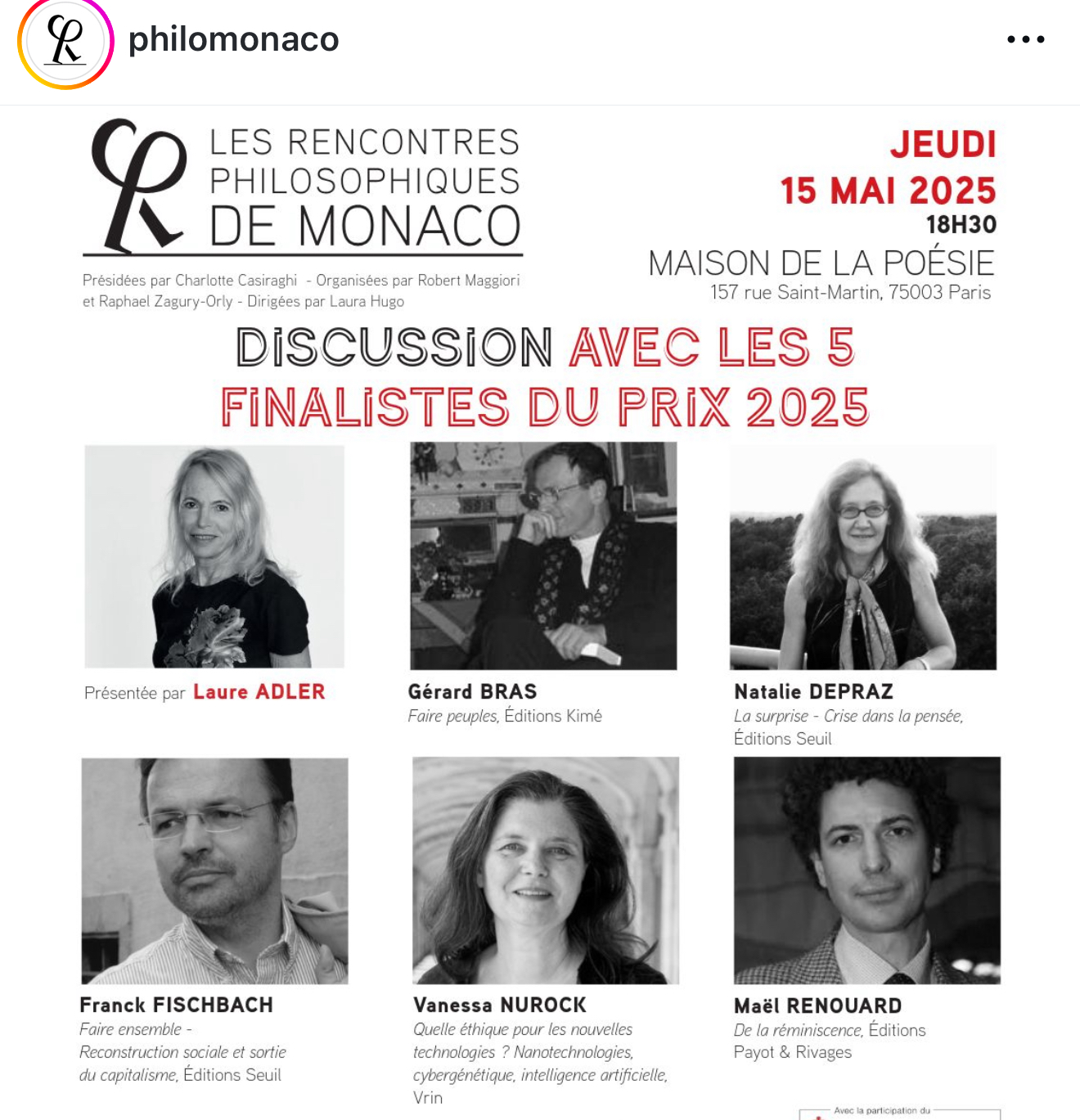 Rencontres Philosophiques de Monaco 2025 : Une Ode à la Pensée hier à Paris.